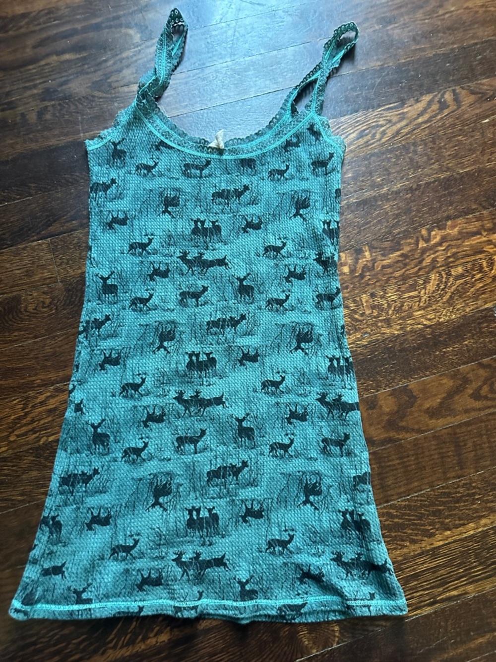 Free People Teal Knit Animal Print Cami Tank